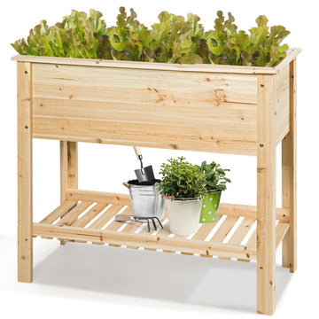 Holz-Pflanzgefäß Hochbeet mit Aufbewahrungsregal, 92 × 41 × 81 cm