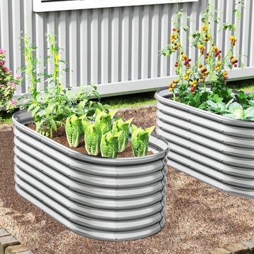 Metall-Hochbeet oval mit offenem Boden, 165 × 80 × 60 cm